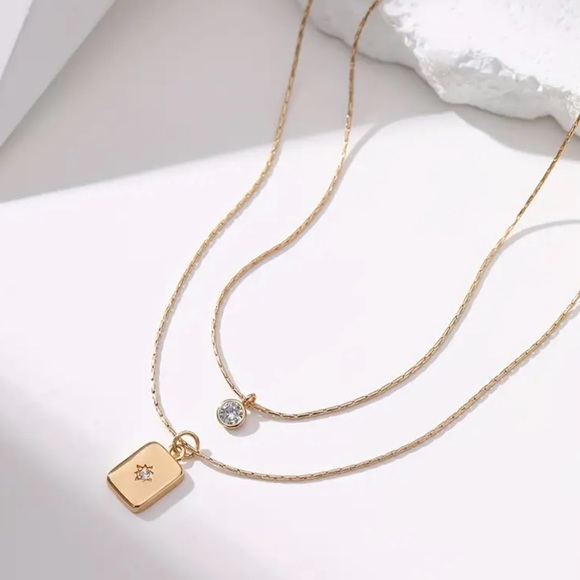 Zircon Double Layer Necklace - Picture 1 of 1